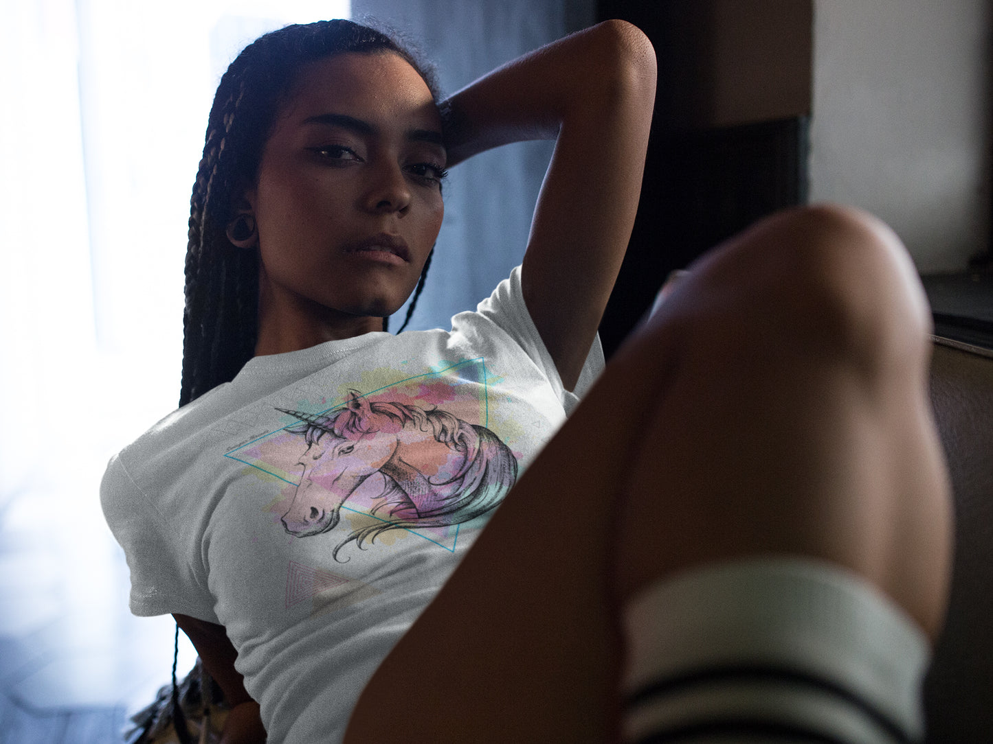 Swinger Unicorn Watercolor Cropped Tee